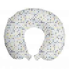 Geometrik Boyun Yastığı Beyaz Fon Üzerinde Mavi ve Sarı Benekler