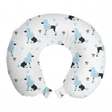 Hayvan Boyun Yastığı Beyaz Fon Üzerinde Mavi Kaniş Köpek Desenli