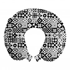 Geometrik Boyun Yastığı Siyah Beyaz Zikzaklı Seramik Desenli