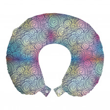 Gökkuşağı Boyun Yastığı Soyut Artistik Sarmal Spiral Şekiller 