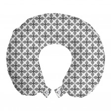 Soyut Boyun Yastığı Monokrom Tasarım Çiçek Detaylı Mozaik Motif