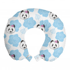 Floral Boyun Yastığı Çiçekli Panda Desenli