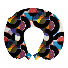 Soyut Boyun Yastığı Retro Stilinde Renkli Geometrik Şekiller