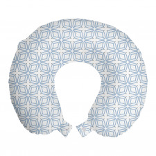 Geometrik Boyun Yastığı Dekoratif Oval Gelen Mavimsi Motifler 