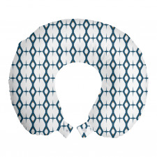 Geometrik Boyun Yastığı Mavi Dörtgen Desenli Çizgili