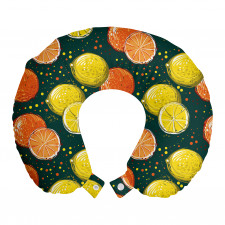 Meyve Boyun Yastığı Sanatsal Limon ve Portakal Düzensiz Puantiye