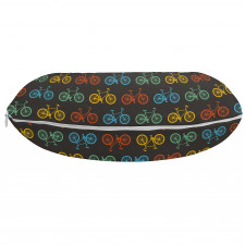 Gezinti Boyun Yastığı Bordo Fon Üzerine Rengarenk Bisikletler
