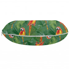Tropikal Boyun Yastığı Parlak ve Güzel Papağanlar ile Yapraklar