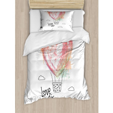 Heart Balloon Love Phrase Duvet Cover Set