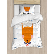 Marine Fox and Little Sailor Duvet Cover Set