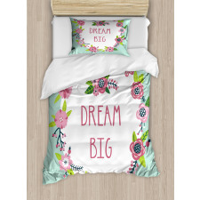 Dream Big in Floral Wreath Duvet Cover Set