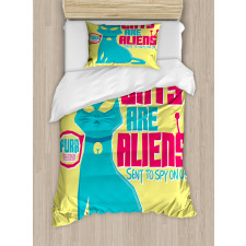 Cats are Aliens Cartoon Duvet Cover Set