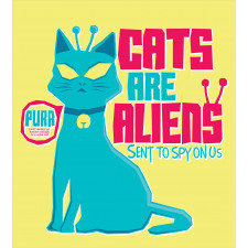 Cats are Aliens Cartoon Duvet Cover Set