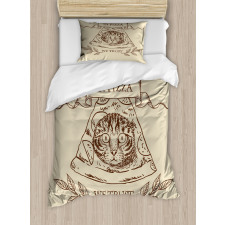 Cat Face in Pizza We Trust Duvet Cover Set