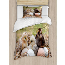 Little Chickens in Hay Eggs Duvet Cover Set