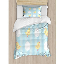 Baby Animal and Eggs Stripes Duvet Cover Set