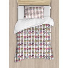 Skulls with Flowers Duvet Cover Set