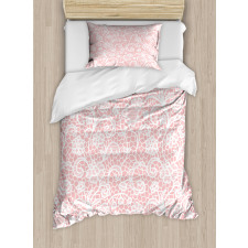 Floral Hexagon Lace Grids Duvet Cover Set