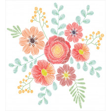 Pastel Folkloric Flowers Duvet Cover Set