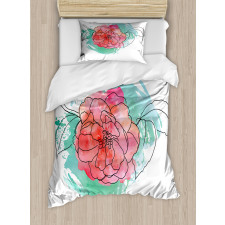 Camellia Grunge Art Duvet Cover Set