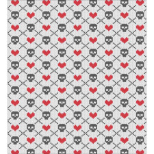 Skulls Red Hearts Duvet Cover Set