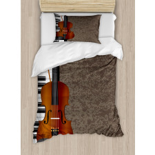 Piano and Violin Grunge Art Duvet Cover Set