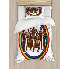 Musicians in Rainbow Circle Duvet Cover Set