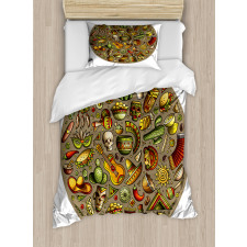 Colorful Doodles in Square Duvet Cover Set