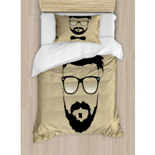 Hipster Boy Silhouette Duvet Cover Set