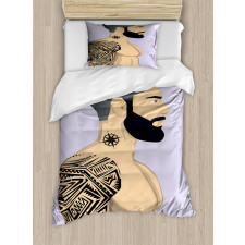 Muscular Boy with Tattoos Duvet Cover Set