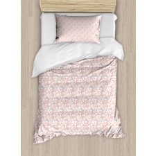 Peachy Feminine Theme Flower Duvet Cover Set