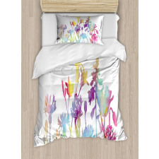 Colorful Ombre Floral Art Duvet Cover Set