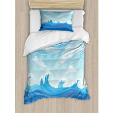 Blue Tones Ocean Illustration Duvet Cover Set