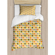 Foods in Vivid Squares Duvet Cover Set