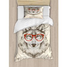 Hipster Wolf Be Smart Duvet Cover Set