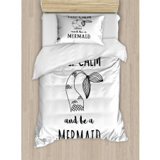 Be a Mermaid Text Tail Duvet Cover Set