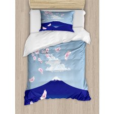 Mountain and Cherry Blossoms Duvet Cover Set