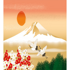 Japanese Landscape and Birds Duvet Cover Set