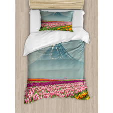 Colorful Japanese Tulips Field Duvet Cover Set