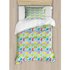 Colorful Seaweed Coral Duvet Cover Set