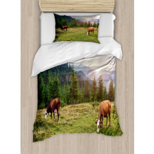 Cows Grazing in Meadow Duvet Cover Set