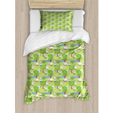 Cartoon Sheep in Forest Duvet Cover Set