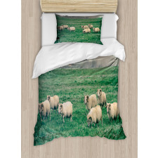 Sheep Grazing on Grass Duvet Cover Set