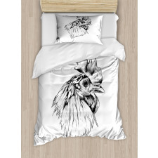 Rooster Head Portrait Duvet Cover Set