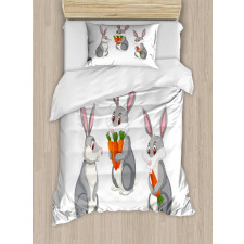 Funny Rabbit Cartoon Duvet Cover Set