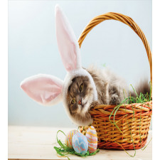 Cat as Easter Rabbit Duvet Cover Set