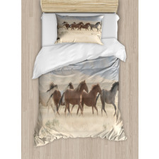 Wild Mustang Horses Art Duvet Cover Set