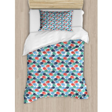 Colorful Cartoonish Piranha Duvet Cover Set