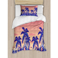 Palm Tree Toucan Sunset Art Duvet Cover Set