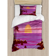 Retro Style Cartoon Beach Duvet Cover Set